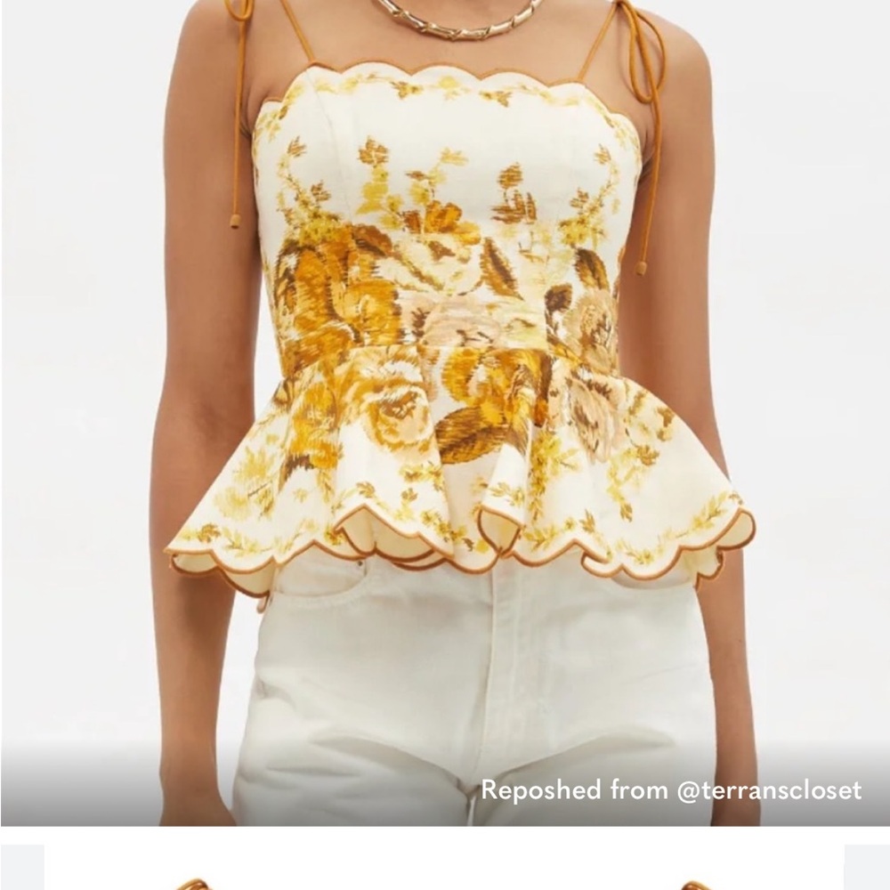 Zimmermann NWT Aline Scallop Floral Peplum Top szAU 2 US 6/8 - Picture 4 of 6